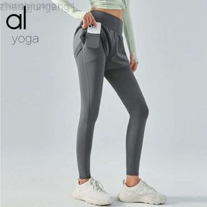 Desginer als joga spodni legginsy als wysoki talia bieganie ciasne ubrania nago szybkie suche fałszywe dwa kawałki spodni fitness