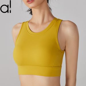 Al Yoga Croped Tank Top Summer Sports Bh Women Scoop-Neck Hatbar ärmlös t-shirt Väst Vackra baksida tennis som kör fitness Svettar