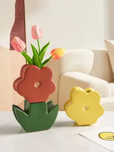 Vaser ins stil söt blomma keramisk vas dekoration vardagsrum arrangemang kreativt matbord konst