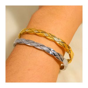 Hochwertiger Edelstahl CNC Kubikzirkonias Schmuckstücke Cuff Armreifen für Mädchen Geschenk Nichtanmurmeln Schmuck Schmuck