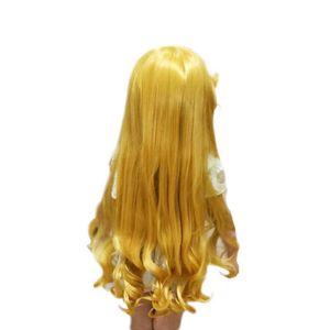 Princess Aurora cos śpiąca piękność żółty długie kręcone włosy Cosplay Animation Wig Princess Aurora Poster