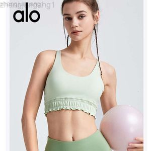 Desginer Als Yoga Aloe Tanks 2023フリルと肉体を覆う女性向けの新機能スリングフィットネストレーニングタンクトップスポーツブラ