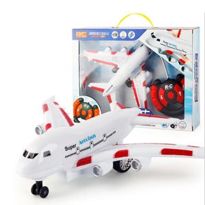 Brinquedos de plástico de avião elétrico RC para crianças Modelo de avião remoto Jogos ao ar livre Jogos infantis Iluminação musical DIY presentes 240511