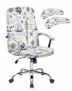 Chair Covers Ocean Plant Coral Sailboat Anchor Elastic Office Cover Gaming Computer Armchair Protector Seat