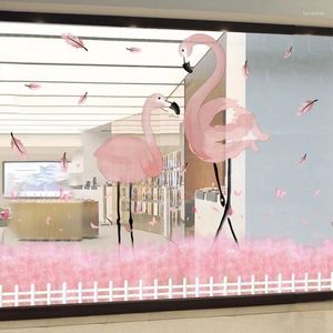 Window Stickers Pink Flamingo Glass Sticker Wall DIY Birds Mural Decals For Home Decoration Shop Display