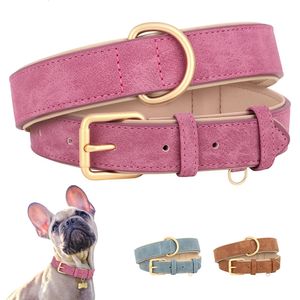 Collaro per cani imbottiti in pelle morbida Collari per cani durevoli regolabili per piccoli cani medium perro Bulldog Pug Pitbull Pet Accessori 240511