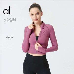 Desginer als yoga aloe jacka topp skjorta kläder kort kvinna hoodie ursprungskvinnor höst/vinter kappa sportkläder tätt elastisk löpande blixtlås fitness skjorta lång ärm