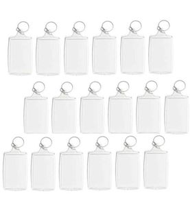 100st PO KEYCHAIN ​​RECTANGLE Transparent Blank Acrylic Insert PO Picture Frame Keyring Key Holder DIY Split Ring H09155163383