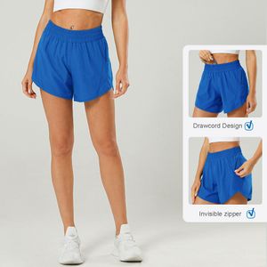 8240_High Rise Lined Short Yoga Shorts Quick Drying Swift Fabric Soft liner Sweat-wicking Run Shorts 5 IN Length