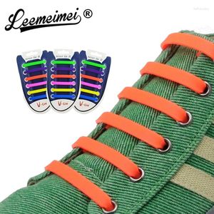 Ayakkabı parçaları 12pcs/lot silikon ayakkabı bağları elastik danteller özel olmayan kravat no foelace erkekler için kauçuk zapatillas bağlayan kadınlar 13 renk