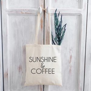 Сумки для покупок Sunshine Coffee Canvas Bag Vintage Vacation Женщины многоразовые большие экологически чистые продукты
