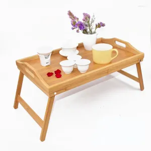 Tee Tabletts Bambusschale mit Füßen Frühstück Klappes Abendessen fauler Bett Computertisch Snack Holz Holz