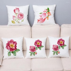 Kudde akvarell Floral Flower Print Cover Super Soft Plush Pillows Cover 45 Case Car Soffa Home Decor Pudow Case