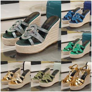 Plattform Espadrille Sandaler Designers Wedge Sandaler Kvinnor Toppkvalitet Hög klackar Sandal Summer Beach Straw Wedding Shoes