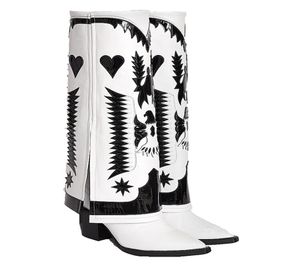 2022 Women039s Boots Four Seasons European i amerykańskie haftowane modne dekoracja grube dopasowanie koloru na wysokim obcasie Winted S1117635