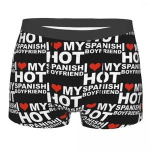 Underpants I Love My Spanish Boyfriend Men Boxer Briefs Valentine's Day Highly Breathable Underwear Top Quality Print Shorts Gift Idea