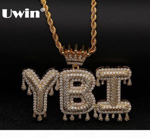 Uwin Crown Initial Letter Pendant Necklace Customzie Bubble Initial Letters Gold Silver Rose Gold Color Words Name Oem Link J190714972804