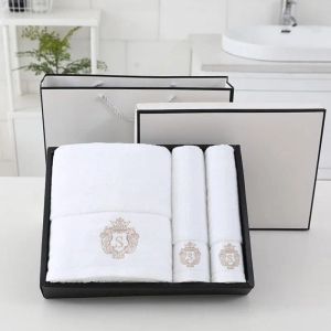 Havlu 3pcs/set yumuşak pamuklu banyo ve yüz gri mavi beyaz hızlı kuru havlu hediyesi