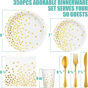 Одноразовая посуда для белой и золотой принадлежности - 350 шт.