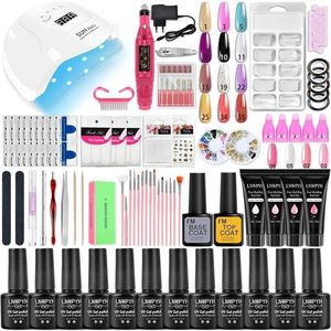 Kits de unhas kit de unhas kit poly unhel gel para extensão rápida unhas de arte semi permanente com lâmpada LED e máquina de esmalte automática portátil T240510