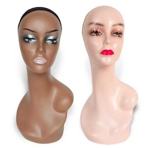 Mannequin Heads Womens ABS mannequin head display wig scarf glasses hat stand Q240510