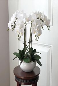 1 Definir orquídeas de alta grau Hand Sentindo mesa de flor Arranjo de flores sem vaso Decoração do escritório em casa de flores artificiais3162248