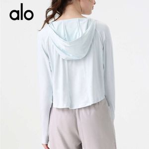 Desginer Als Yoga Jacket Top Shirt Clothe Short Woman Hoodie Womens Cycling Sunscreen 코트 얼음 통기 가능한 여름 달리기 피트니스 지퍼 스포츠웨어