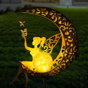 Solar Moon Outdoor Garden Iron Flower Fairy Ground Insertion Lawn Courtyard Lamp