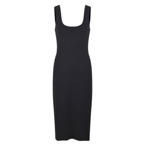 Summer Black Solid Color Dress Sleeveless Square Neck Knee-Length Casual Dresses Y4W09233A