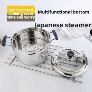 Double Boilers Household Thickened Stainless Steel Multifunctional Rice Steamer Cooking Pot Mini Gas Multi-purpose Japanese Soup