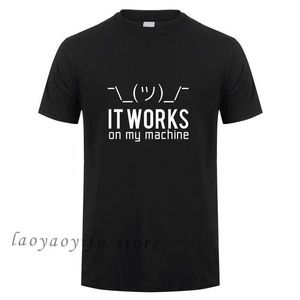 Erkek Tişörtler Yaz Erkekler Sıradan Tshirt Komik GK Bu benim makinemde çalışıyor Grafik Tshirts Erkek O boyun büyük boy TS bilgisayar programcısı üst t240510