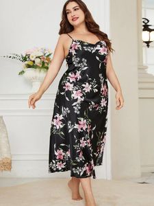 Kobietowa odzież sutowa Jxgarb Summer Długość Plus Size 5xl Duże koszulki nocne SEXY DRUKOWANIE KOKAŻNEGO Sling Nighrwear 2024