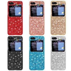 Capa telefônica de luxo com glitter Vogue para Samsung Galaxy Dobring Z Flip 5 4 5g Durável Mulheres elegantes e elegantes Shinning dobra casca de choque à prova de choque