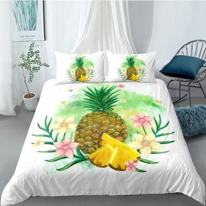 Set di biancheria da letto 3D Design dell'ananas copripiumini Coperchio Copertina Copri da trapunta Cuscino a due dimensioni a doppia dimensione