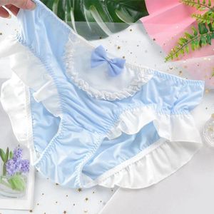 Mutandine femminili adorabili lolita rasate con arco rotame da donna sexy in pizzo da donna da donna sottile a maglie traspirante Brief femminile dolce comodo lingerie