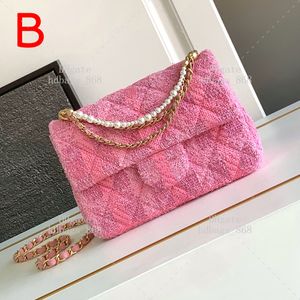 Flap Bag 10A Shoulder bags Lambskin Mirror 1:1 quality Designer Luxury bags Fashion Chain bag Crossbody bag Handbag Pearl Woman Bag 19.5cm With Gift box set WC408