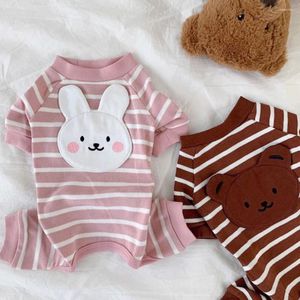 Dog Apparel Puppy Jumpsuit Spring Autumn Fashion Stripe Sweater Pet Desinger Clothes Small Cute Cartoon Pajamas Yorkshire Chihuahua