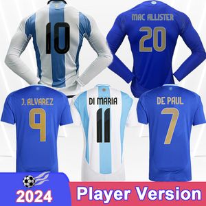 2024 DI MARIA Mens Player Soccer Jerseys MARTINEZ ROMERO DE PAUL MAC ALLISTER J.ALVAREZ TAGLIAFICO Home Away Football Shirts Shirts Short Uniforms