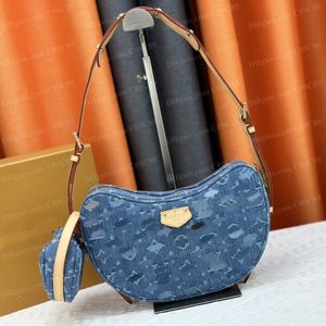 Designer Bag märke axelväska designer retro denim kvinnliga handväskor väskor hobo väskor 2 st -uppsättningar blå blommor messenger plånbok axillär påse handväska