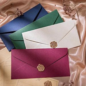 Hediye sargısı 50pcs Kartpostallar Düğün Zarf Mesajı Yeşil Mavi Kağıt İşletme 22x11cm Davetiyeler Çanta Dokusu Hediye Kutusu Mektupları Depolama