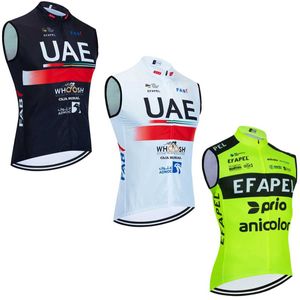 Fans toppar tees nya 2024 UAE Bicycle Jersey Fluor Green Windproof Mens Vest Maillot EfaPel Team Ropa Ciclismo T-shirt Q240511