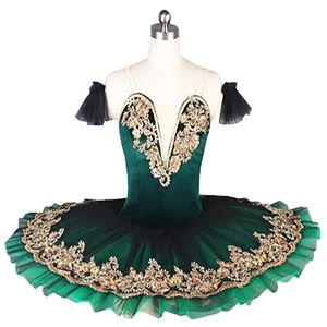 Childrens Green Professional Ballet Tutu kjol Tutu Dress Stage Dress Lake Swan Women Stage Show Costume 240510