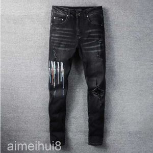 Miri Jeans Graphic Mens Designer Jeans Men Troushers Moda High Street Men Black Multicolor Letter Print Elastic Motorcycle Pants Hip Hop Baggy Ksubi Jeans Idiy