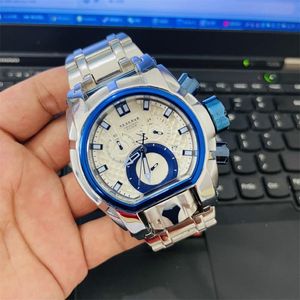 손목 시계 무패 예비 볼 볼트 Zeus Mens Quartz 시계 크로노 그래프 럭셔리 실버 실신 invicto reloj de hombre drop 286r