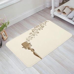 Tapetes Microfone Music Música Retro Cozinha Matada da sala Decoração Carpet Home Hallway Entrada capacho da varanda Anti -Rug Anti Slip Rug