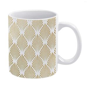 Muggar art deco guldmönster vitt mugg kaffe 330 ml keramik hem mjölk te koppar och resepresent till vänner gyllene g