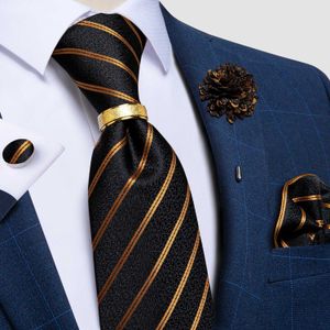 Zestaw krawata na szyję klasyczny brązowy czarny paski męski krawat brooter st 8cm szerokość męskie