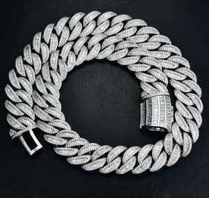 19mm 925 Link Silver Plating Diamond Chain Cuban Necklace Jewelry