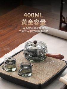 Teaware Sets Side Handle Teapot Glass High Temperature Resistant Household Tea Making Rotating Leisure Pot Small Brewing Device Set