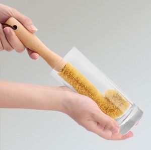 Wooden Cup Brush Coconut Palm Long Handle Bottle Cup Cleaner Pot Glass Cup Washing Brush Tableware Cleaning Home Kitchen Tool VT071194328